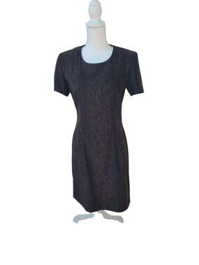 Snake Print Short Sleeve Midi Dress With Back Zipper Closure